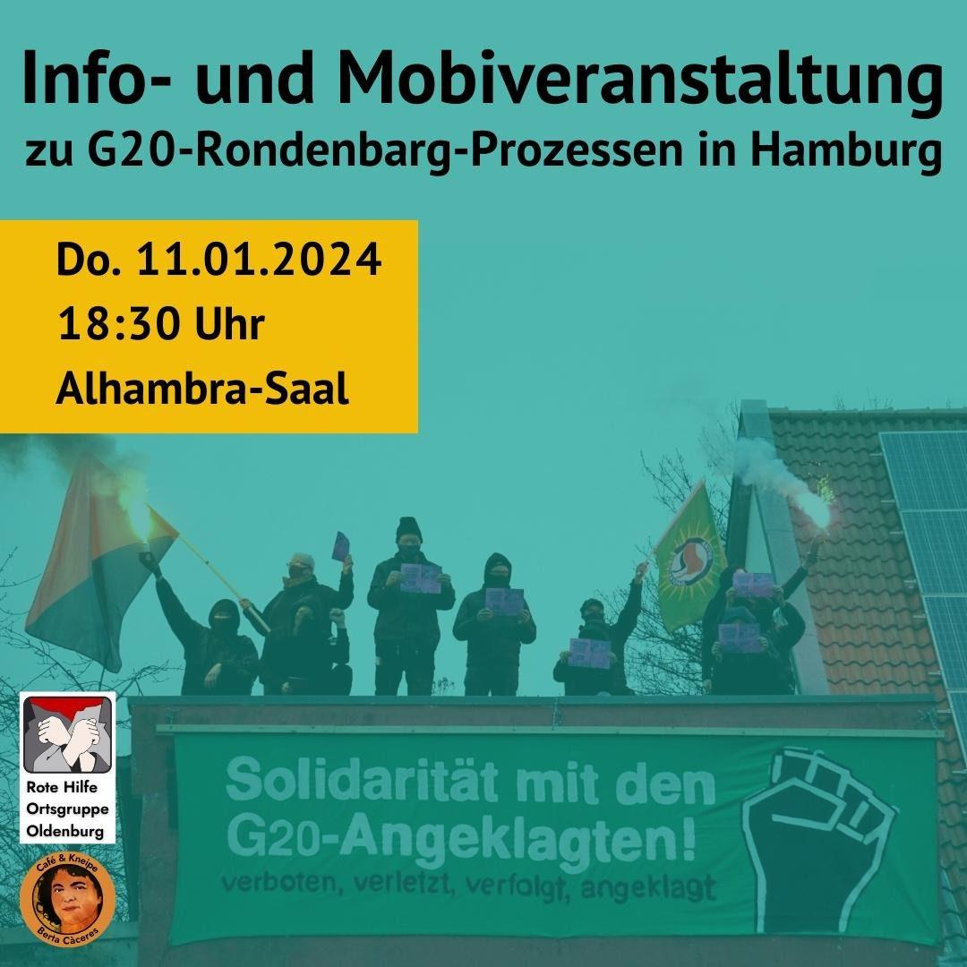 Oldenburg: Info- und Mobiveranstaltung zu den G20-Rondenbarg-Prozessen und der Demo in Hamburg